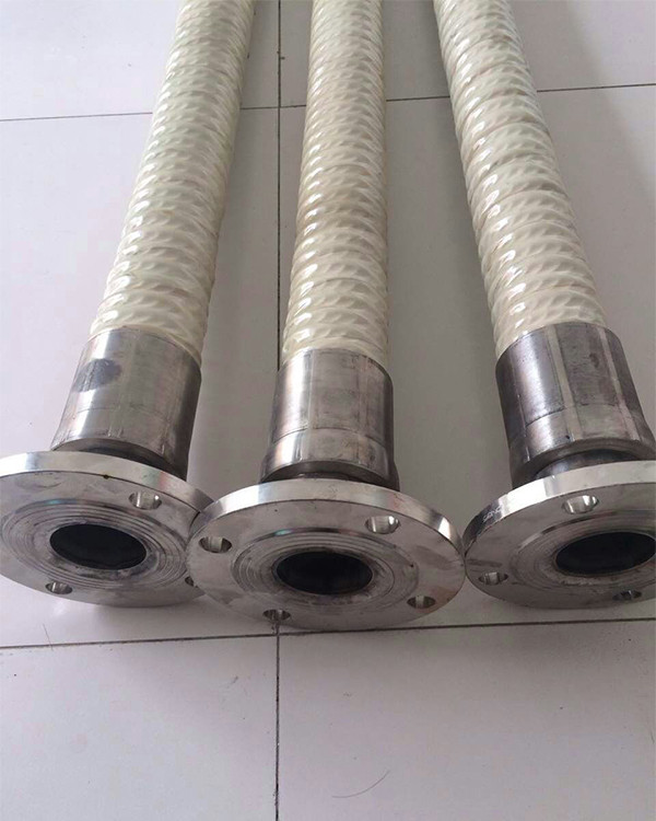 Three food grade rubber hoses with flange connectors